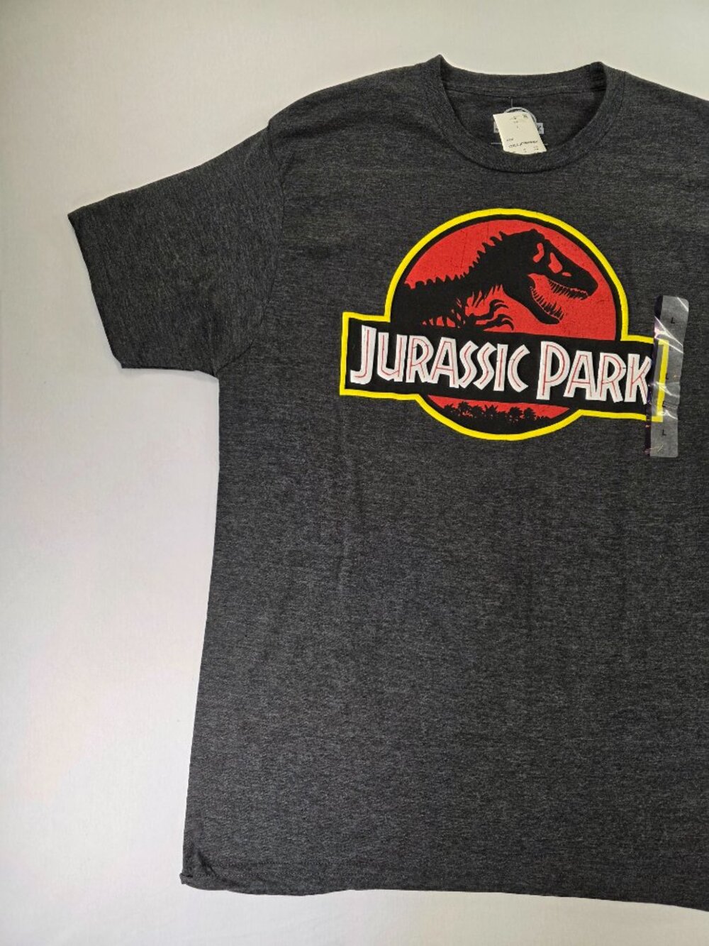 Jurassic Park Graphic T-Shirt Gray Short Sleeve T-Rex Logo Movie Tee Men's Large - Picture 8 of 11